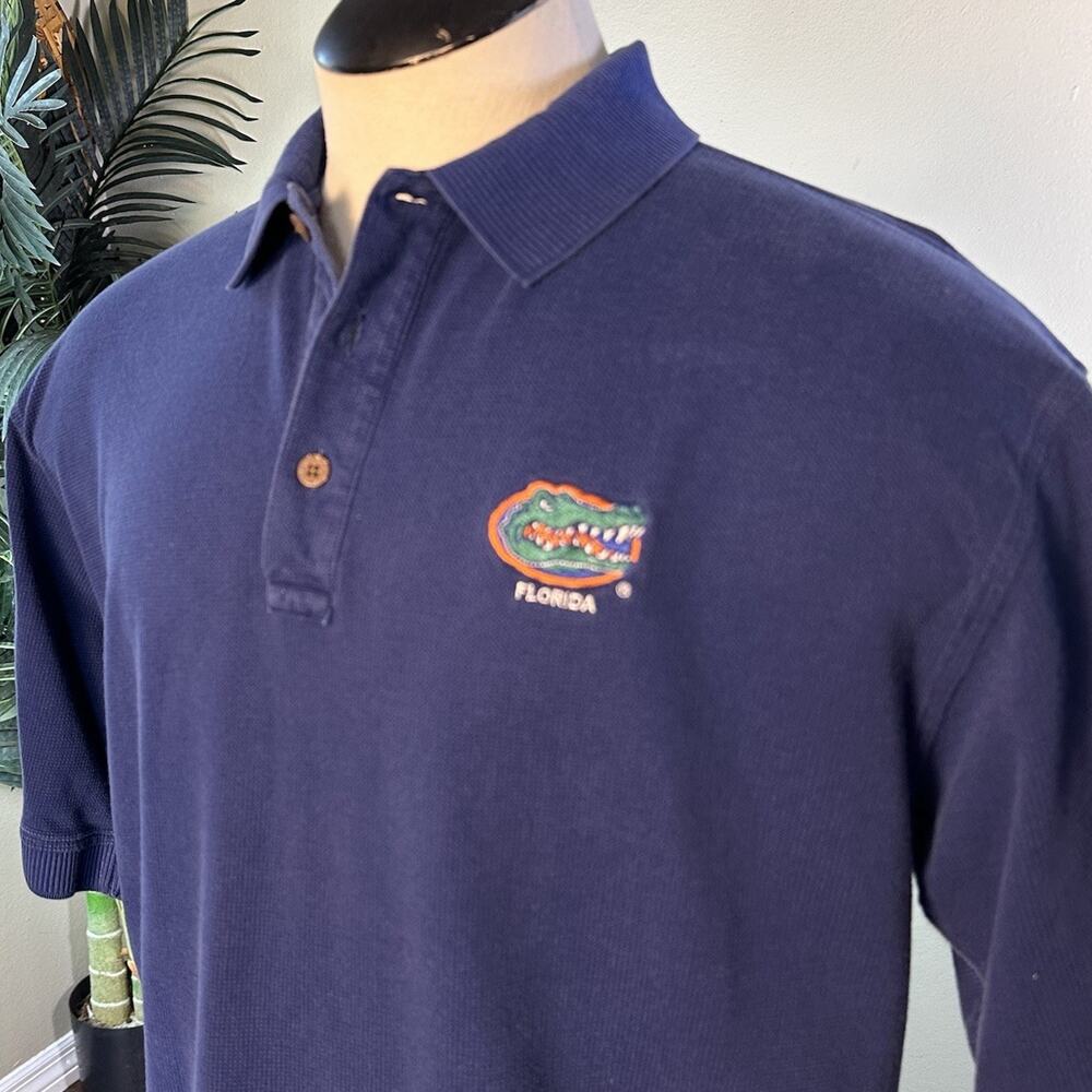 Antigua Polo L Cotton Blue Knit Florida Gators Chomp Perfect